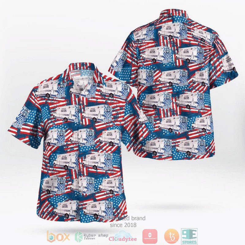 Shirley New York Shirley Community Ambulance 4th Of July Hawaiian Shirt word2