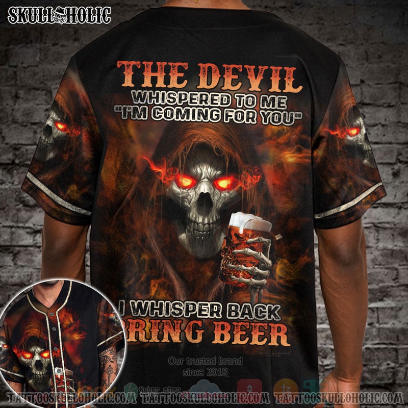 BEST Skull Bring Beer Reaper 3D Baseball Jersey word2