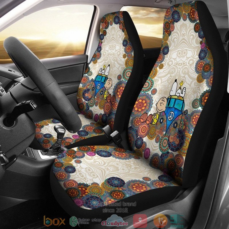 Snoopy On VW Bus Cartoon Limited Car Seat Covers