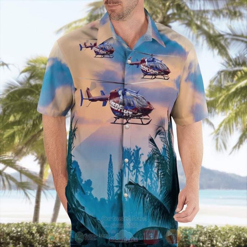 BEST South Bend, Indiana, Memorial MedFlight EC145 Helicopter 3D Aloha Shirt word2
