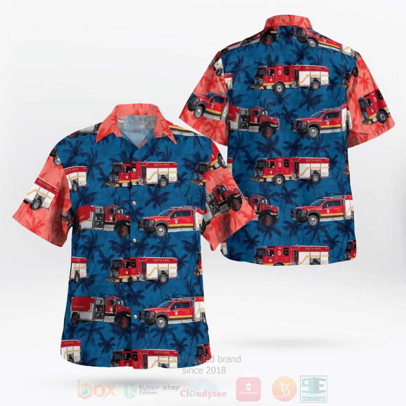 BEST South Hays Fire Department, San Marcos, Texas Fleet 3D Aloha Shirt word1