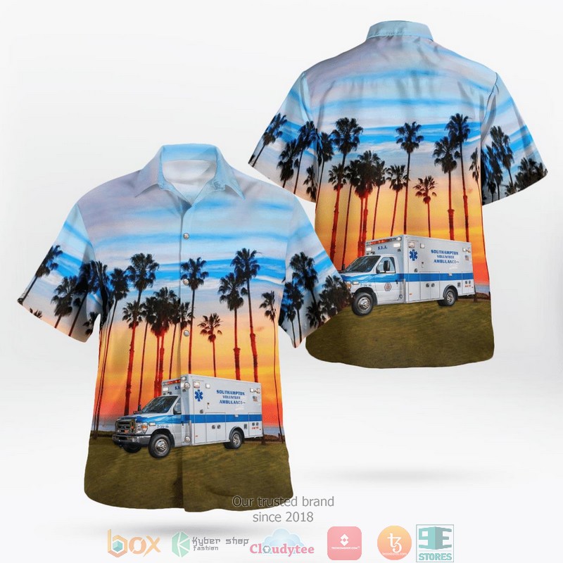 Southampton Volunteer Ambulance North Sea New York Aloha Shirt word1