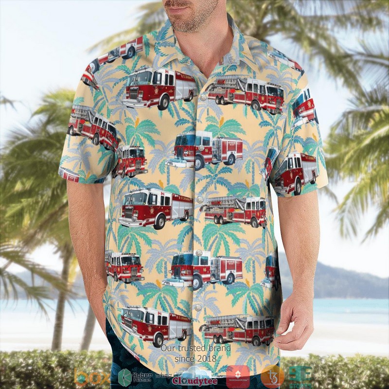 St Catharines Fire and Emergency Services Ontario Canada Fleet Hawaiian Shirt word1