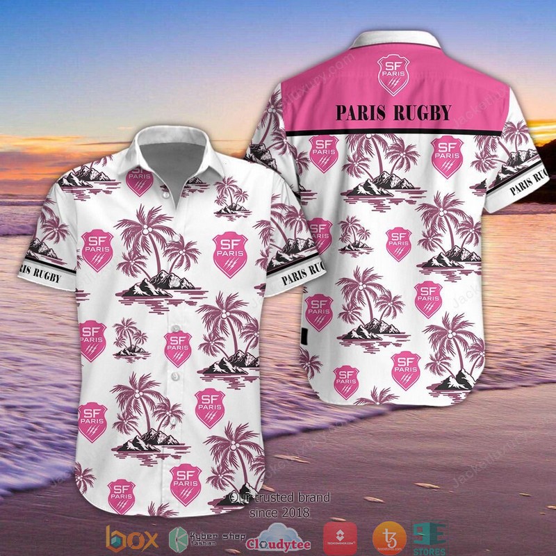 Stade Francais Hawaiian Shirt, Beach Short 4 Stade Francais Hawaiian Shirt, Beach Short word2