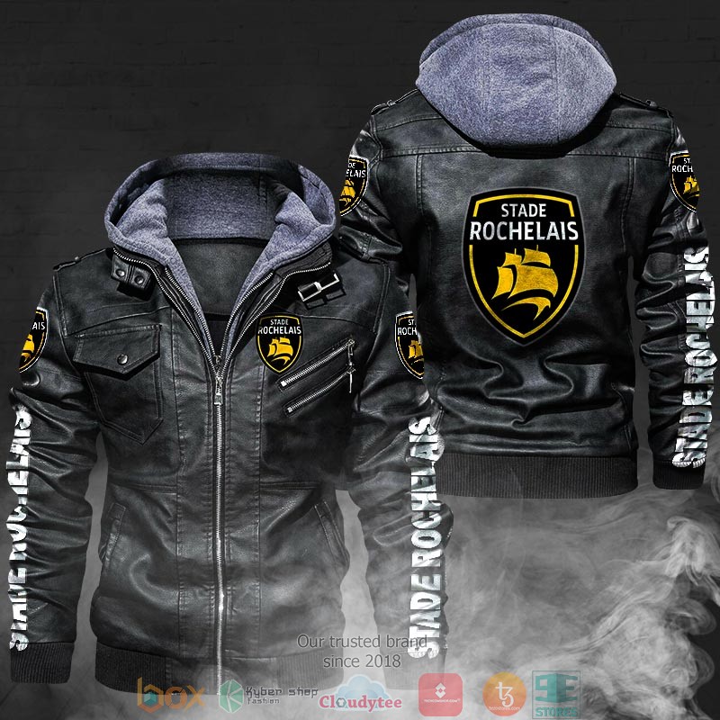 NEW Stade Rochelais PU Leather Jacket 2 NEW Stade Rochelais PU Leather Jacket word1