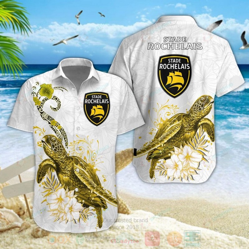 BEST Stade Rochelais Turtle Aloha Hawaiian Shirt, Short Pants