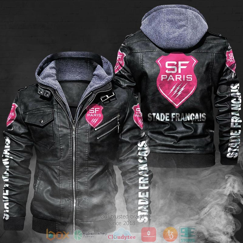 NEW Stade francais Paris rugby PU Leather Jacket 2 NEW Stade francais Paris rugby PU Leather Jacket word1
