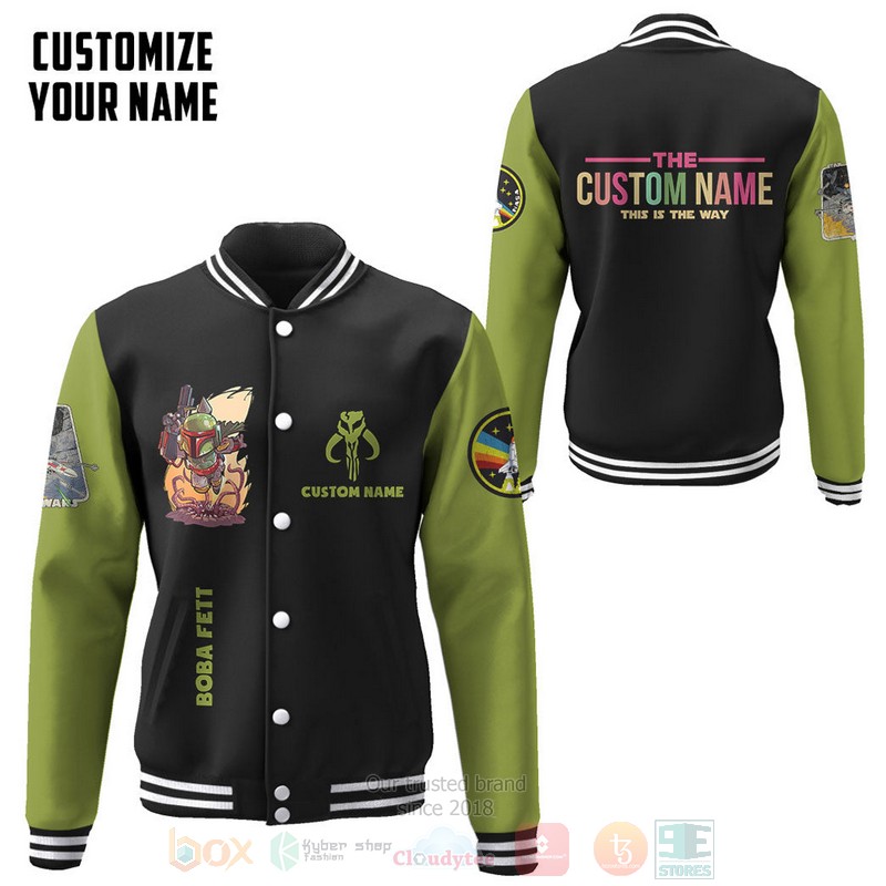 BEST Star Wars Boba Fett Custom Name Unisex Baseball Jacket word2