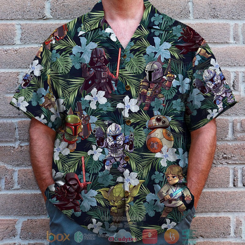 HOT Star Wars Characters Blue Flower Pattern Hawaii Shirt 3 HOT Star Wars Characters Blue Flower Pattern Hawaii Shirt word1