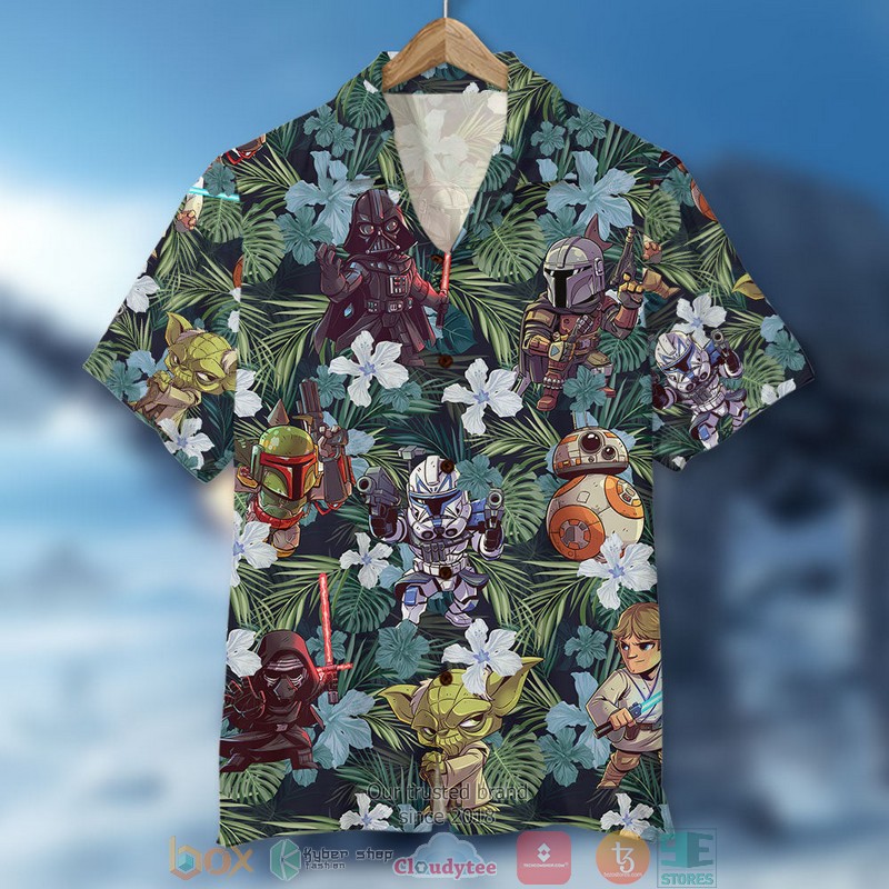 HOT Star Wars Characters Blue Flower Pattern Hawaii Shirt 4 HOT Star Wars Characters Blue Flower Pattern Hawaii Shirt word1
