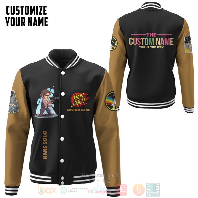 BEST Star Wars Hans Solo Custom Name Unisex Baseball Jacket word1