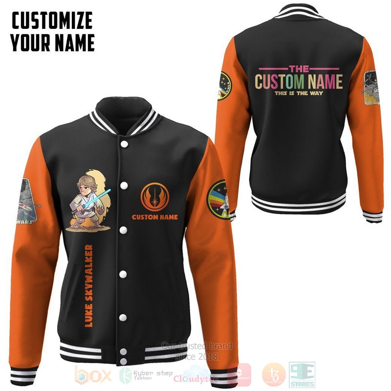BEST Star Wars Luke Skywalker Custom Name Unisex Baseball Jacket word1
