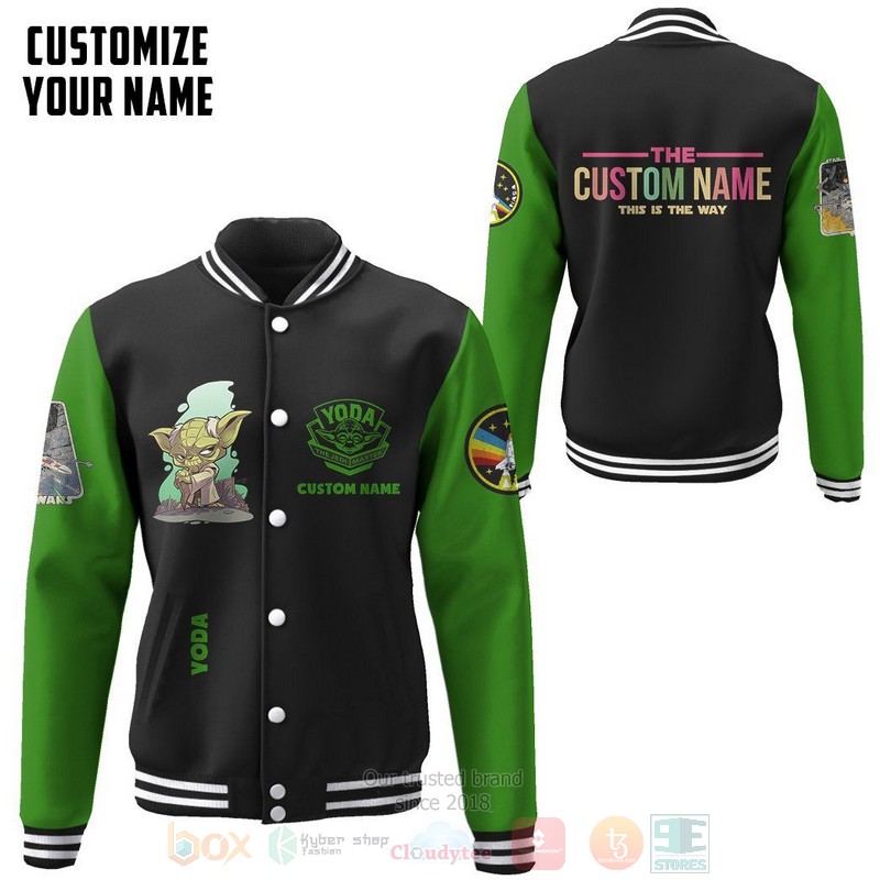 BEST Star Wars Yoda Custom Name Unisex Baseball Jacket word1