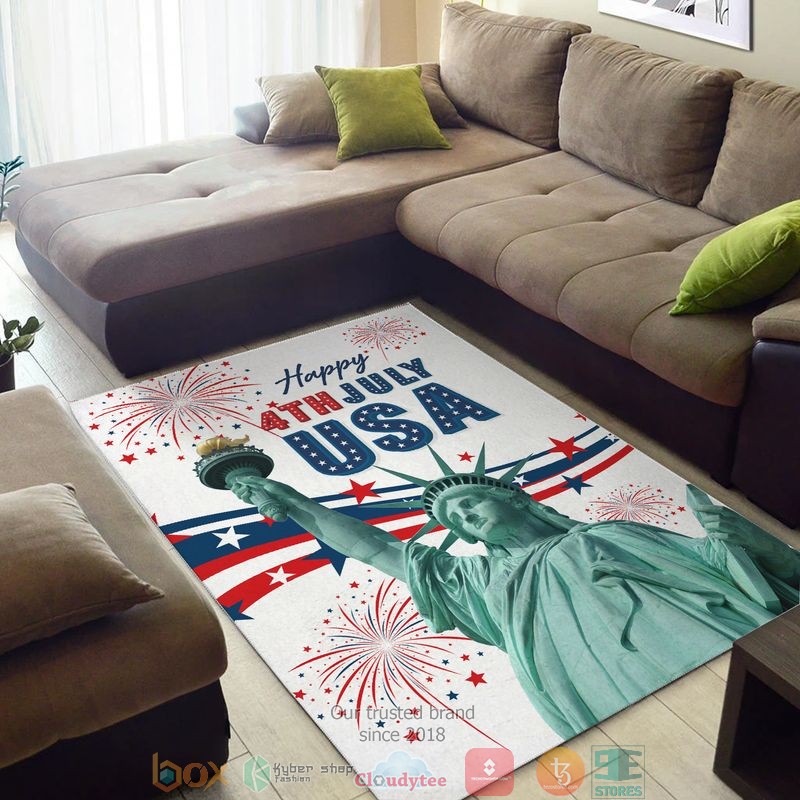 Statue of Liberty Happy 4th July USA America Independence day Rug