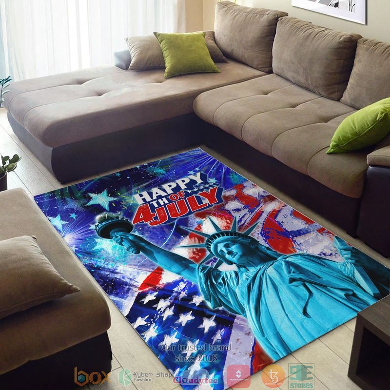 Statue of Liberty Happy 4th July USA firework America Independence day Rug
