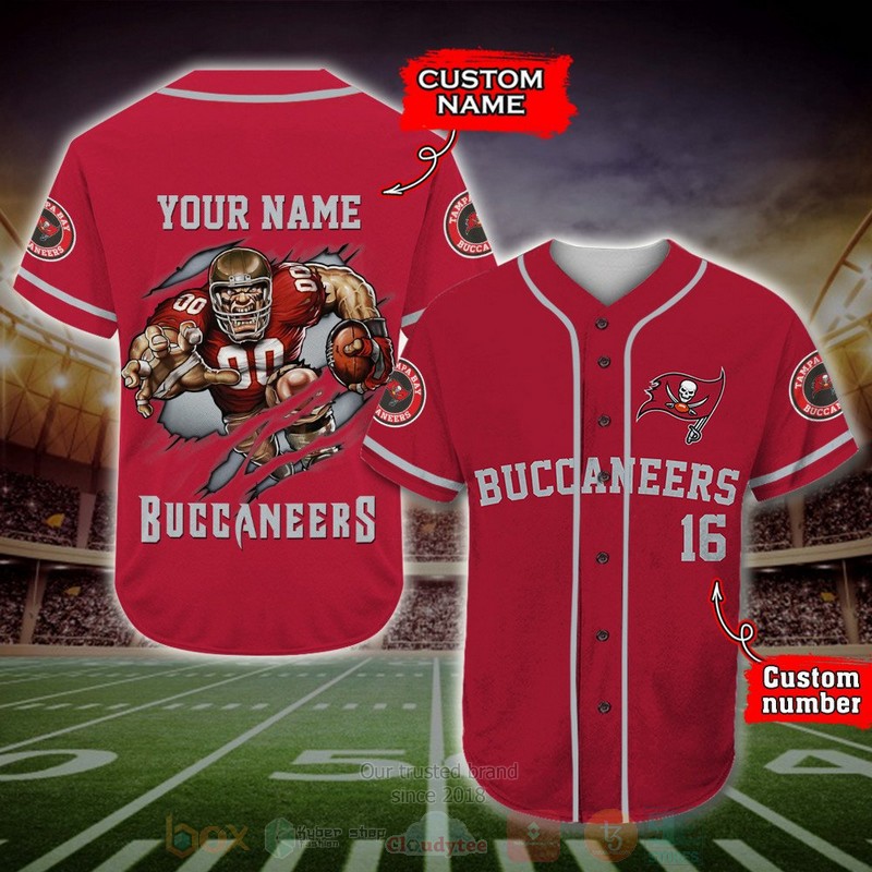 BEST Tampa Bay Buccaneers Custom AOP Baseball Jersey word3