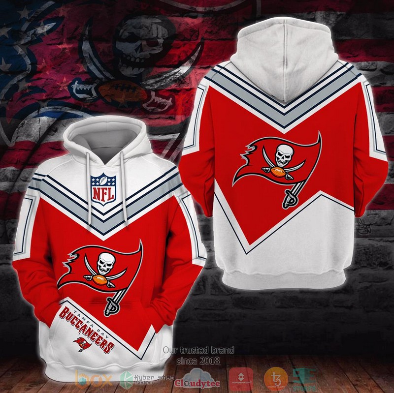 NEW Tampa Bay Buccaneers logo red white 3D Hoodie word1