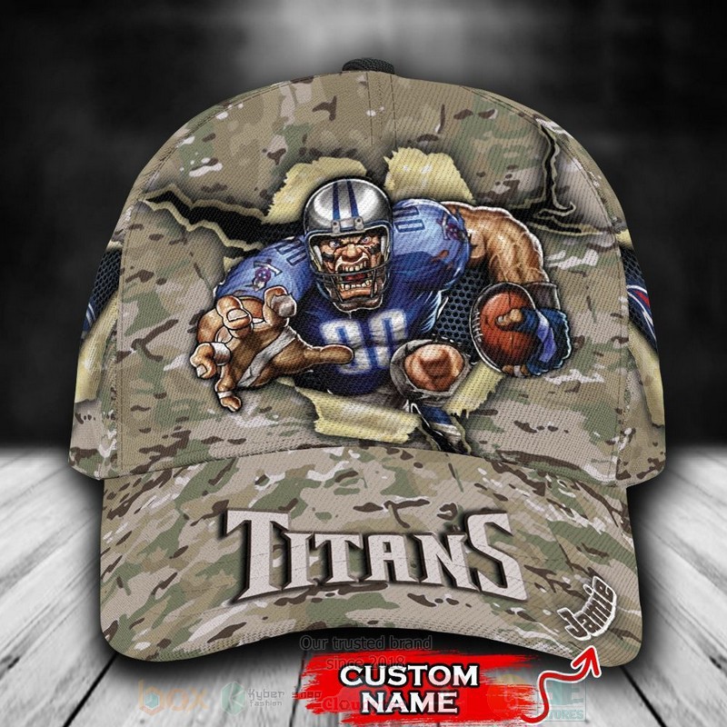 BEST Tennessee Titans Camo Mascot NFL Team Custom Name 3D Cap word3