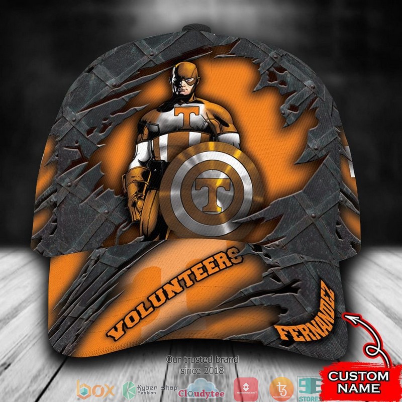 Tennessee Volunteers Captain America NCAA1 Custom Name Cap word1