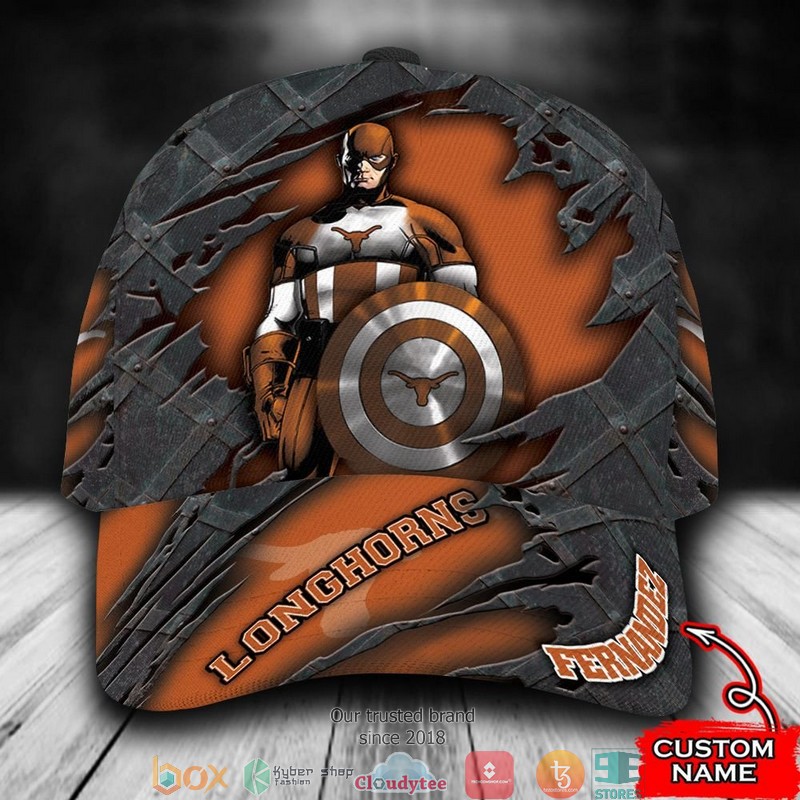Texas Longhorns Captain America NCAA1 Custom Name Cap