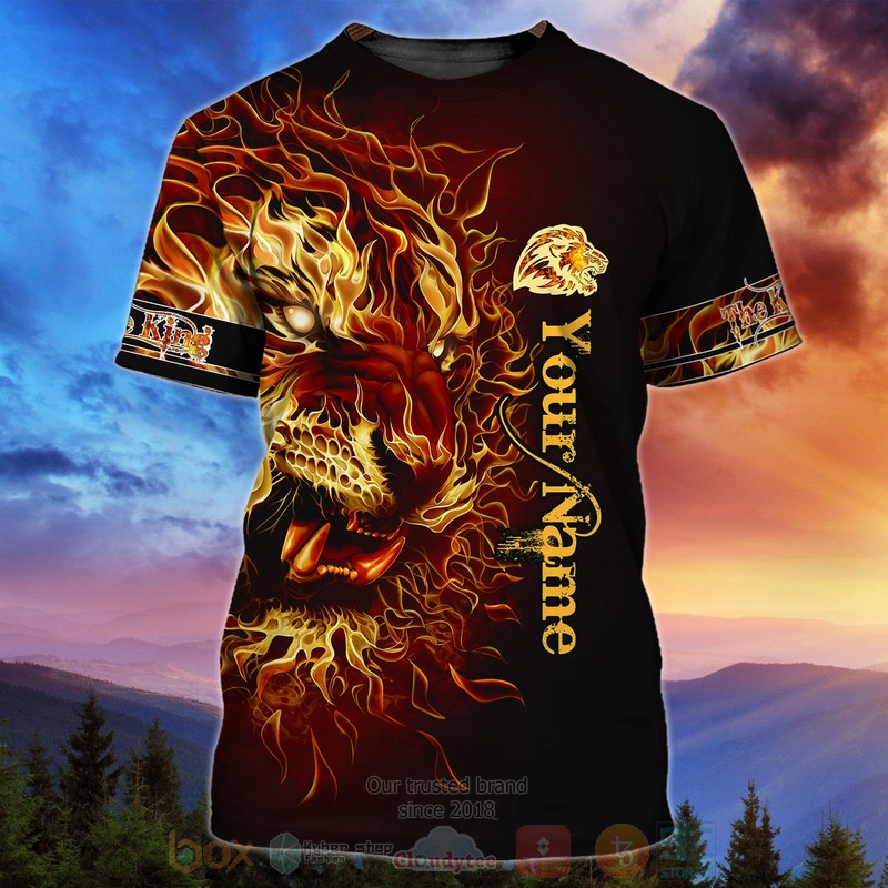 BEST The King Lion Fire Custom Name Black 3D Printing T-Shirt 2 BEST The King Lion Fire Custom Name Black 3D Printing T-Shirt word2