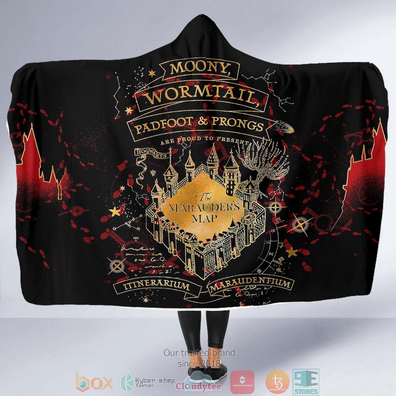 NEW The Marauders Map Glow In The Dark Fleece Hoodie Blanket word1