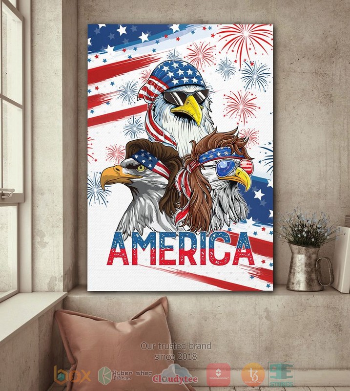 HOT Three Eagle America Independence Day Canvas word2