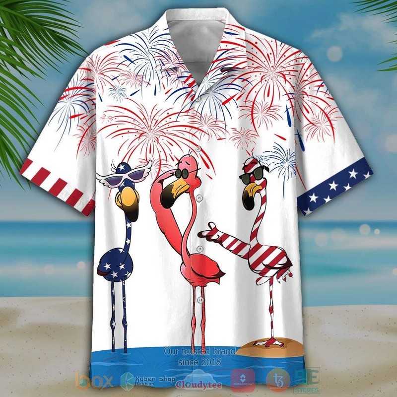 New Three Flamingo Independence Day Is Coming White Hawaii Shirt, Shorts Word3