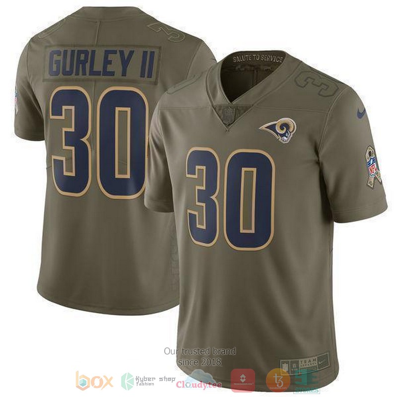 NEW Todd Gurley II Los Angeles Rams Salute To Service Olive Football Jersey 1
