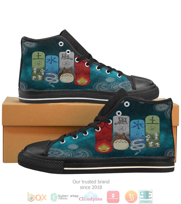 Totoro Calcifer haku Kodama High Top Shoes word2