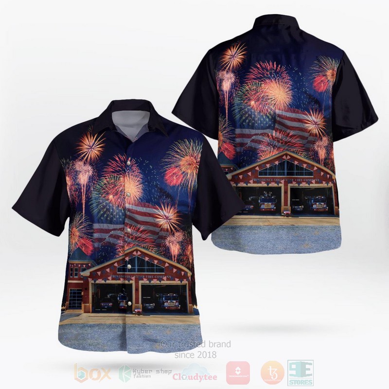 BEST Towson, Maryland, Providence Volunteer Fire Company, 4th of July 3D Aloha Shirt word1