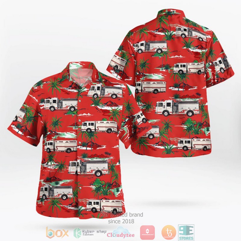 NEW Tri-County Volunteer Fire Company Hackettstown New Jersey Aloha Shirt word1