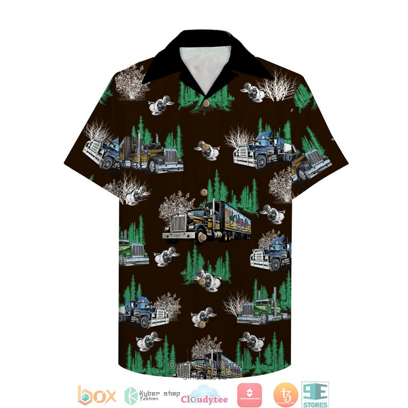 Trucker 7 With Semitruck Pattern Dark Hawaiian shirt 3 Trucker 7 With Semitruck Pattern Dark Hawaiian shirt word3