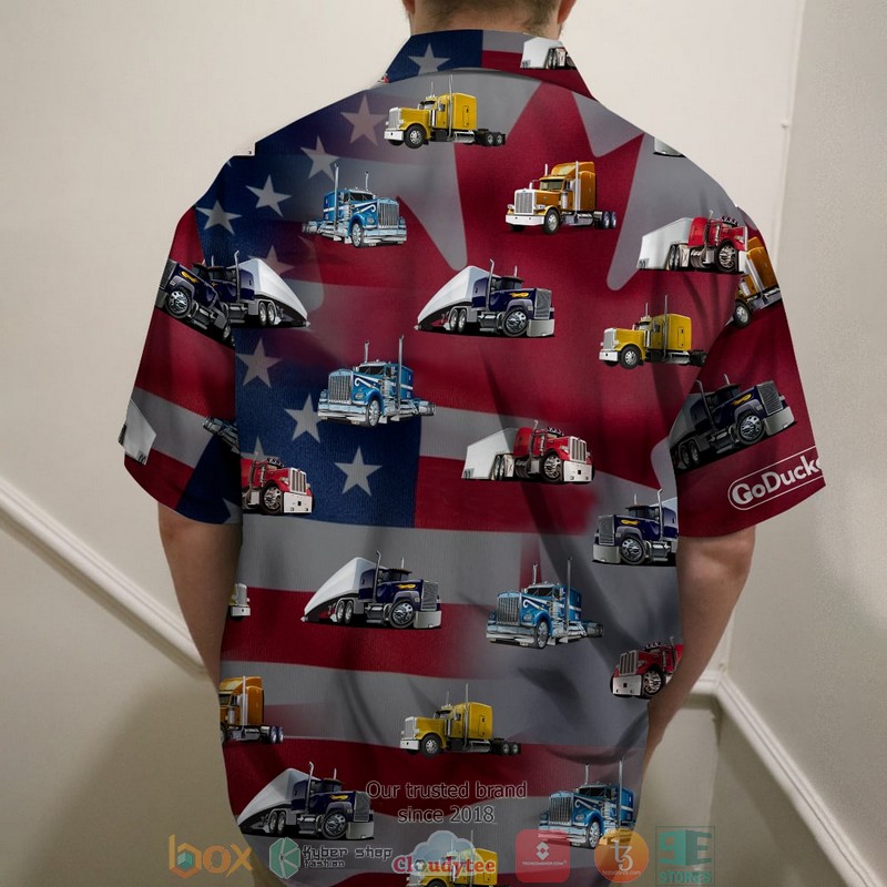 Trucker Trucker Don't Mess With Truckers Canada & American Truck Pattern Hawaiian Shirt word1