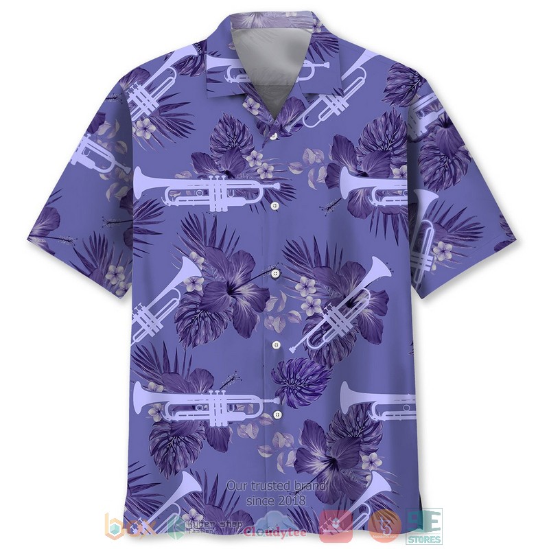 NEW Trumpet Purple flowers Hawaiian Shirt 7