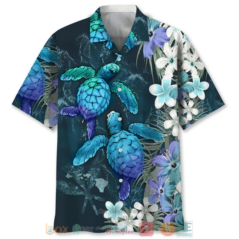 NEW Turtle Flower Hawaiian Shirt 7