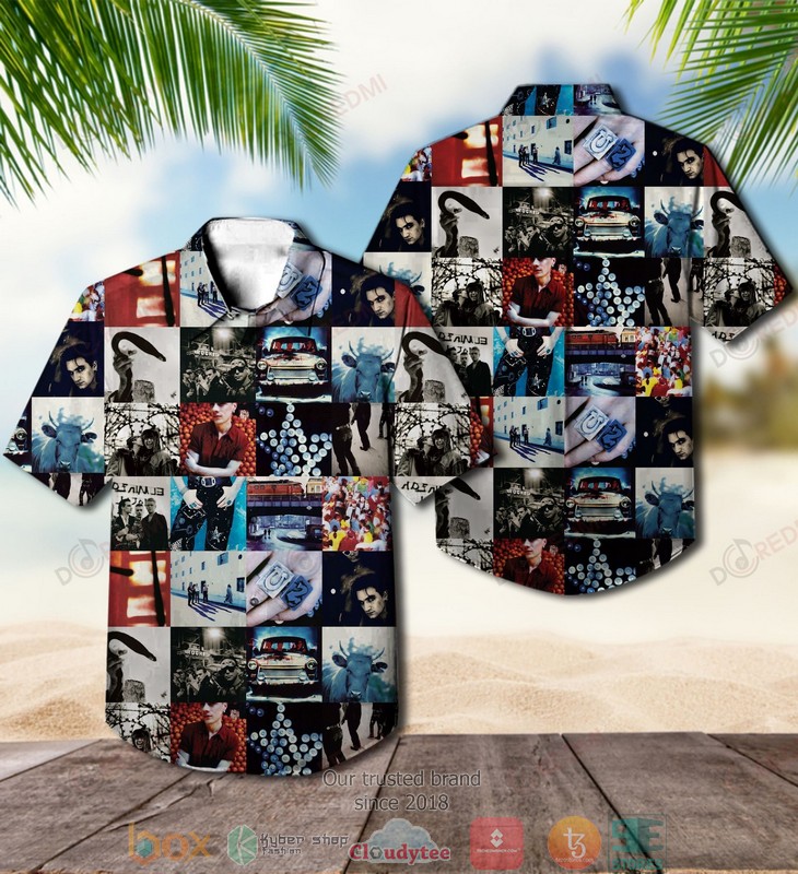 U2 band Achtung Baby Short Sleeve Hawaiian Shirt word1