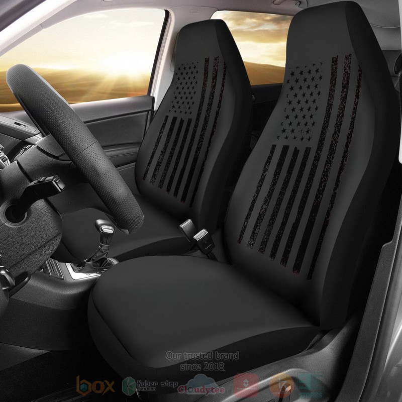 BEST USA Flag Black Luxury Car Seat Covers