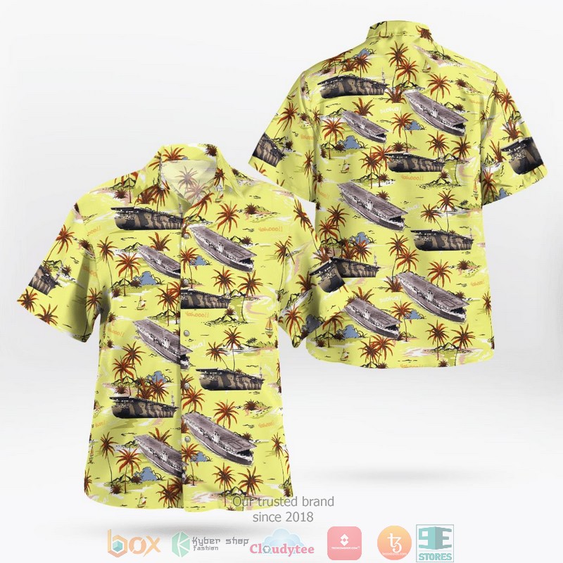 USS Charger CVE 30 World War II Hawaiian Shirt word3