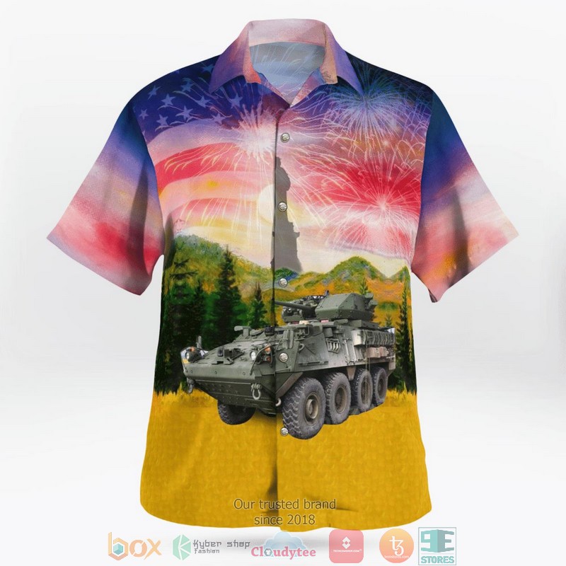 NEW US Army M1296 Dragoon Armored Personnel Carrier Independence Day Aloha Shirt 2 NEW US Army M1296 Dragoon Armored Personnel Carrier Independence Day Aloha Shirt word3