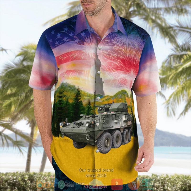 NEW US Army M1296 Dragoon Armored Personnel Carrier Independence Day Aloha Shirt 3 NEW US Army M1296 Dragoon Armored Personnel Carrier Independence Day Aloha Shirt word3