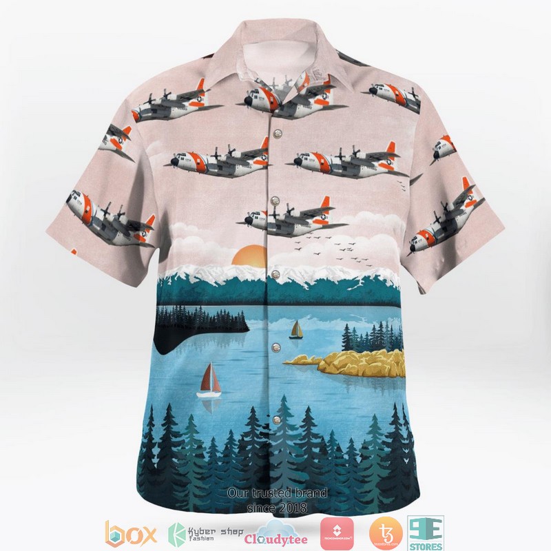 US Coast Guard Lockheed HC 130H Hercules L 382 Independence Day Lake Tahoe Hawaiian Shirt word1