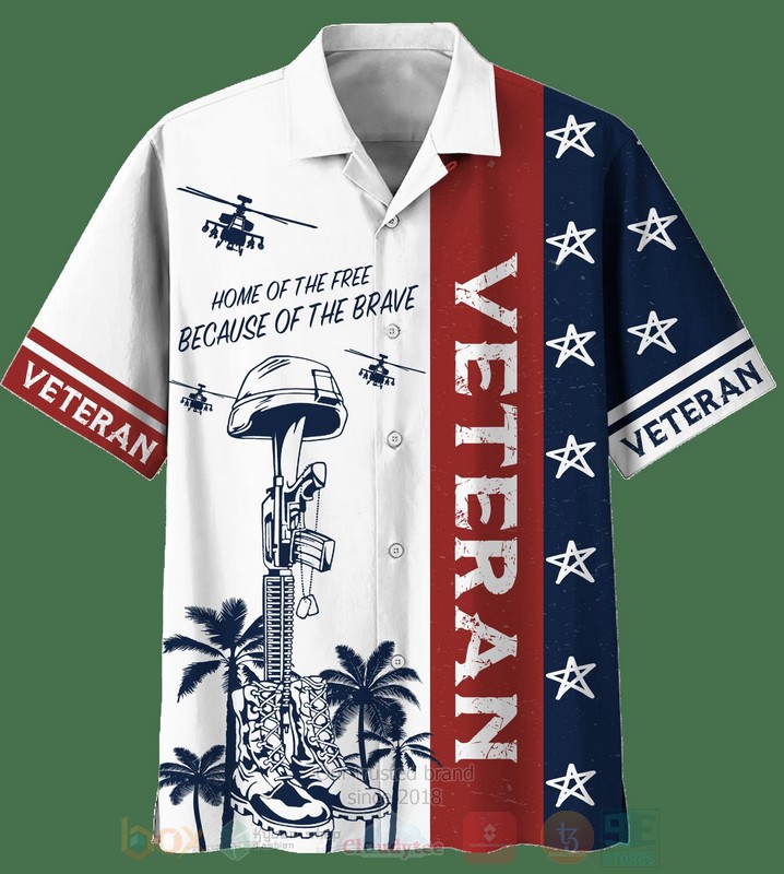BEST US Flag Veteran Home of the Free Because of the Brave Aloha Hawaiian Shirt