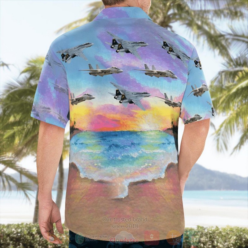 BEST US Navy Historical Aircraft Grumman F-14 Tomcat 3D Aloha Shirt word3