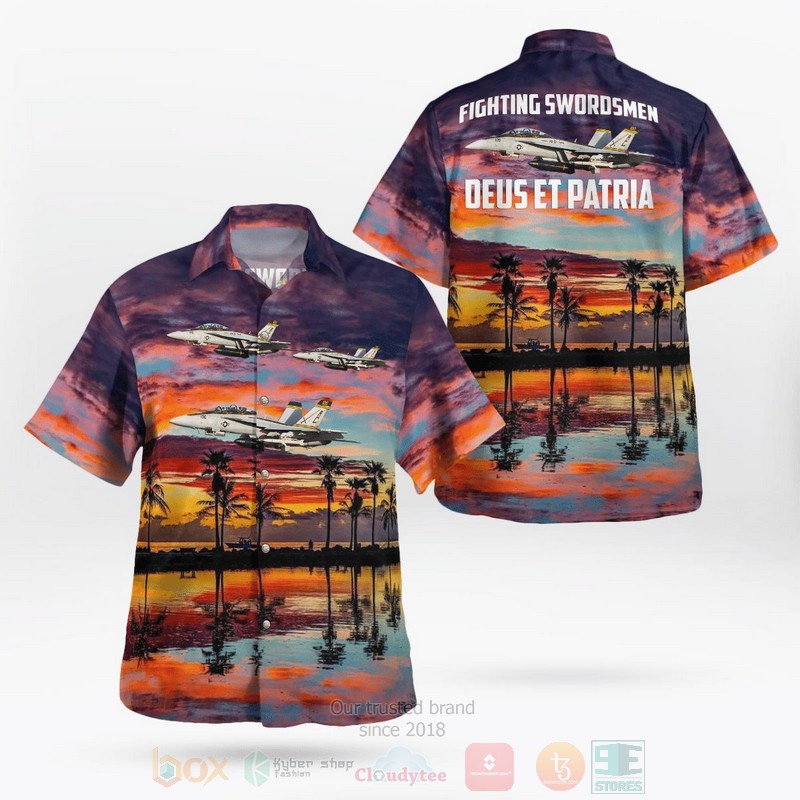 BEST US Navy Strike Fighter Squadron 32 VFA-32 F-14A Tomcat 3D Aloha Shirt word2