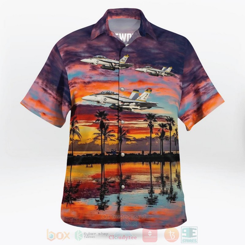 BEST US Navy Strike Fighter Squadron 32 VFA-32 F-14A Tomcat 3D Aloha Shirt word2