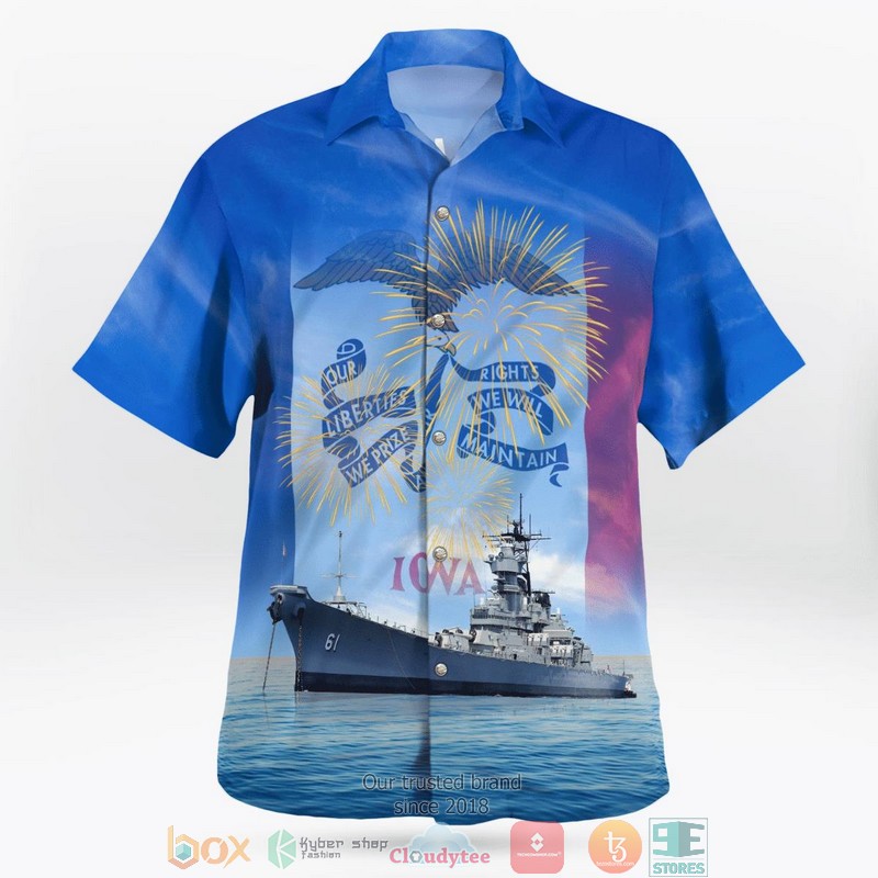 NEW US Navy USS Iowa BB-61 4th Of July Aloha Shirt 2 NEW US Navy USS Iowa BB-61 4th Of July Aloha Shirt word1