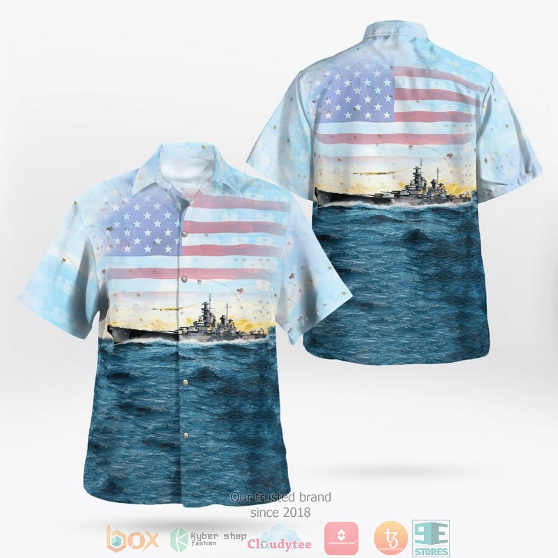 NEW US Navy USS Iowa BB-61 Battleship Independence Day Aloha Shirt word3