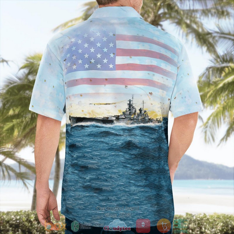 NEW US Navy USS Iowa BB-61 Battleship Independence Day Aloha Shirt word2