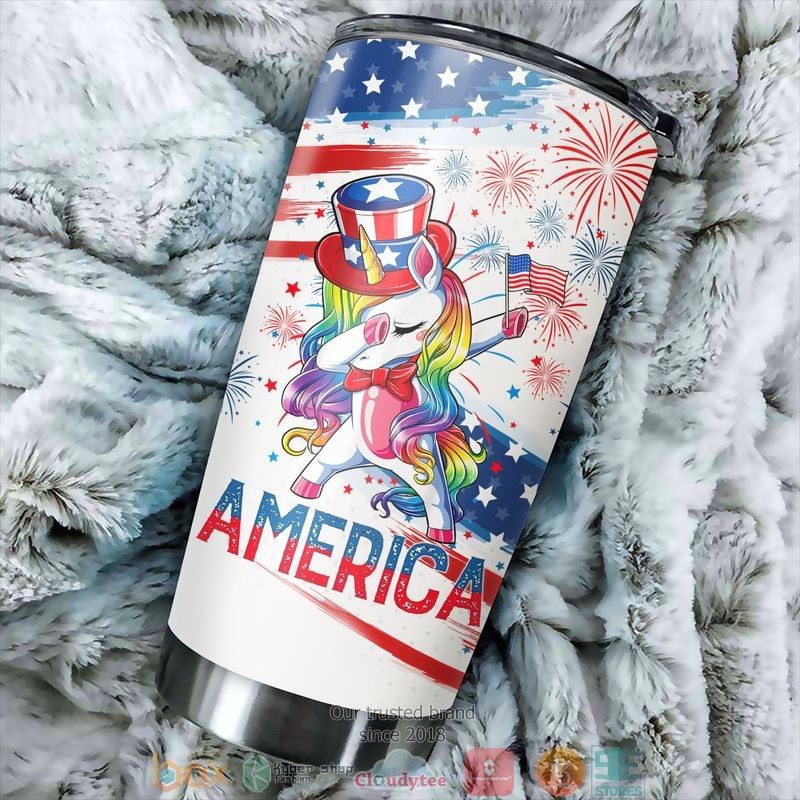Unicorn America Independence day Tumbler
